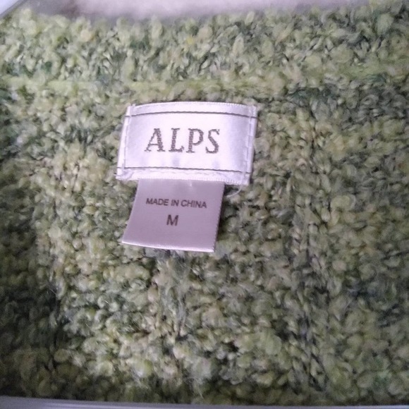 Alps Vintage V Neck Cardigan Wooden Button Sweater - Picture 2 of 7